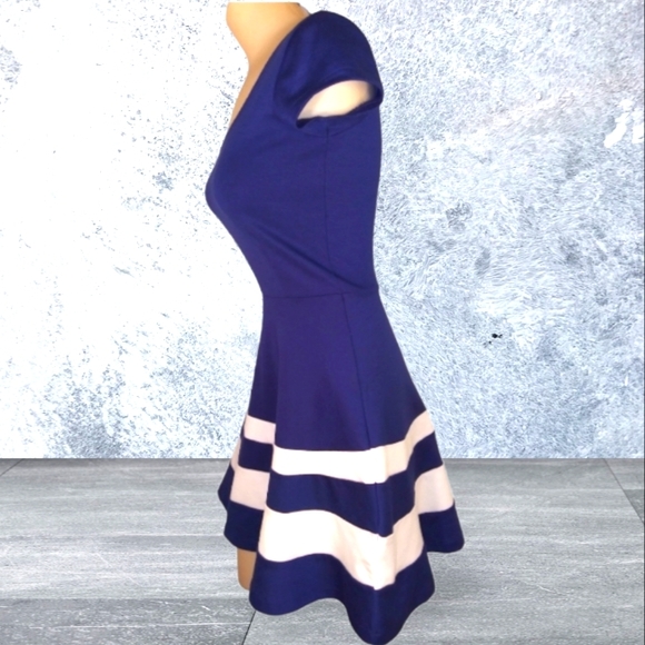 Nautical fit & flare stretchy midi dress - Picture 3 of 4